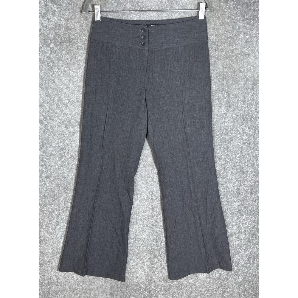 Style & Co Petite Stretch Flare Dress Pants Womens Sz 4P Gray Back Pockets Y2K